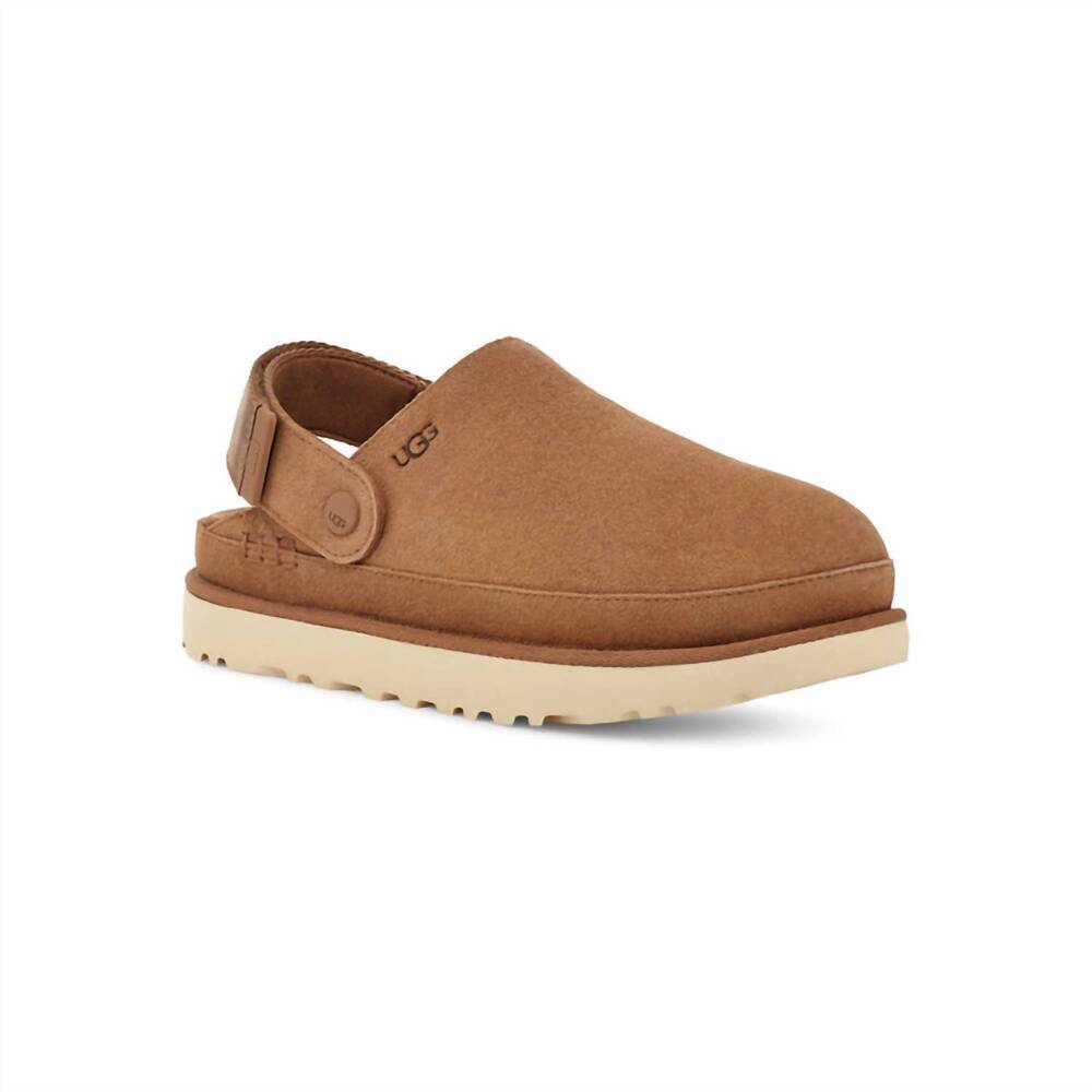 NEW UGG women's goldenstar suede clog in chestnut
